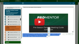 Easily communicate Policies and Procedures to your Coaches with ProMentor